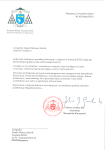 List JE ks. abp. Metropolity Warszawskiego Adriana Józefa Galbasa SAC